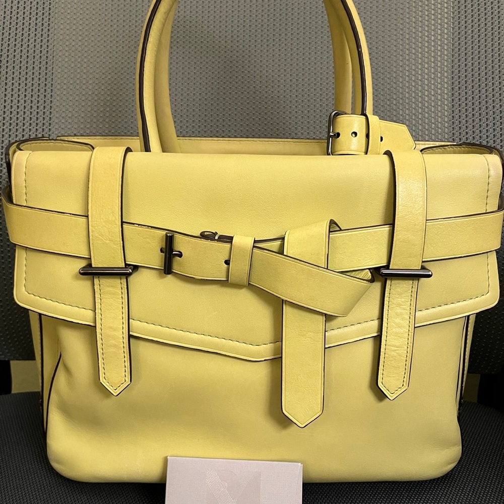 Yellow Leather Satchel Handbag